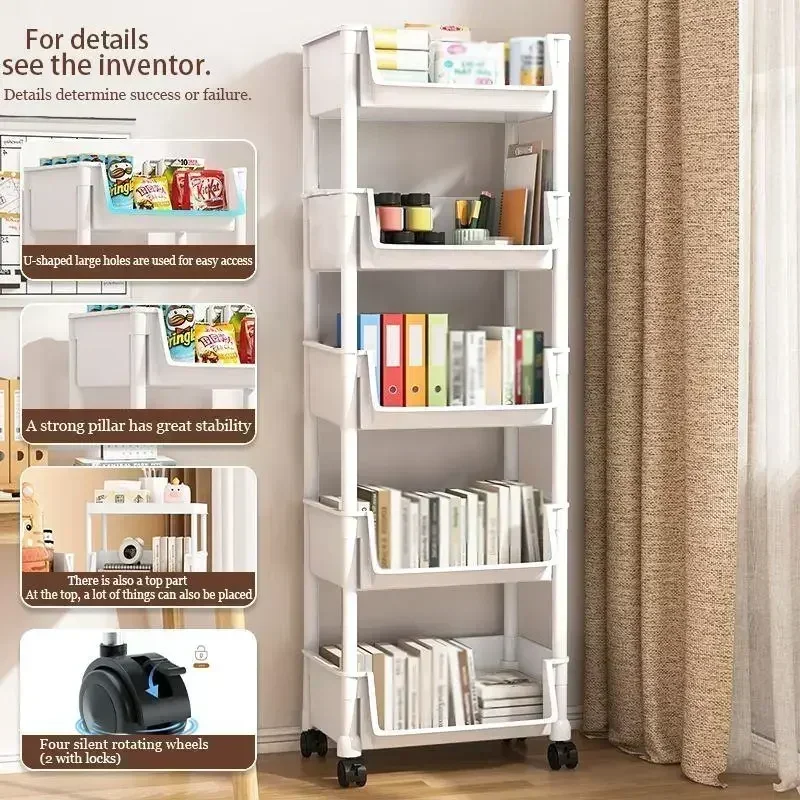 Home Bathroom Organizer - 5-laags rollende opbergwagen met wielen, plastic