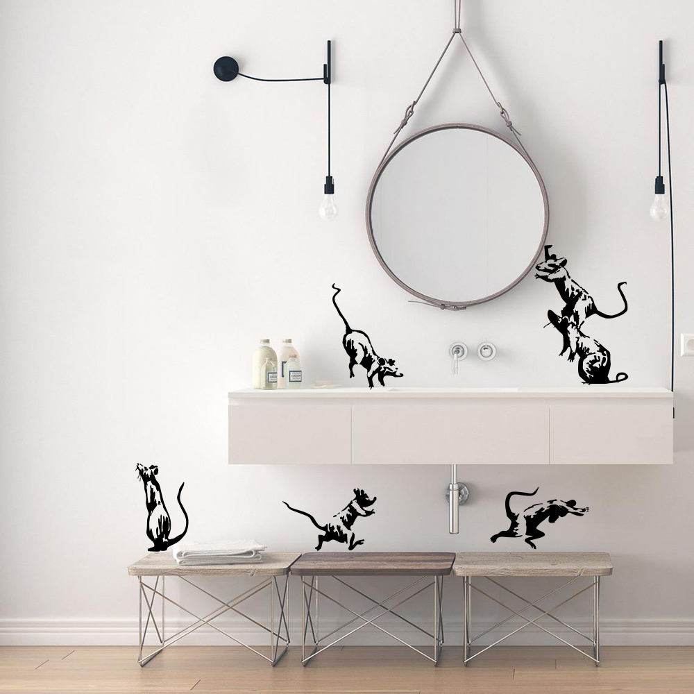 Home Bathroom Wall Tiles - 5 stuks Banksy Toilet Ratten Muursticker
