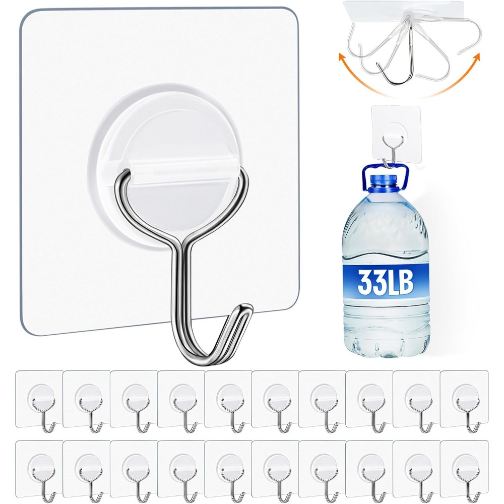 Bathroom Home Improvement - Zware, zelfklevende wandhaken, 33lb, waterdicht, roestvrij,