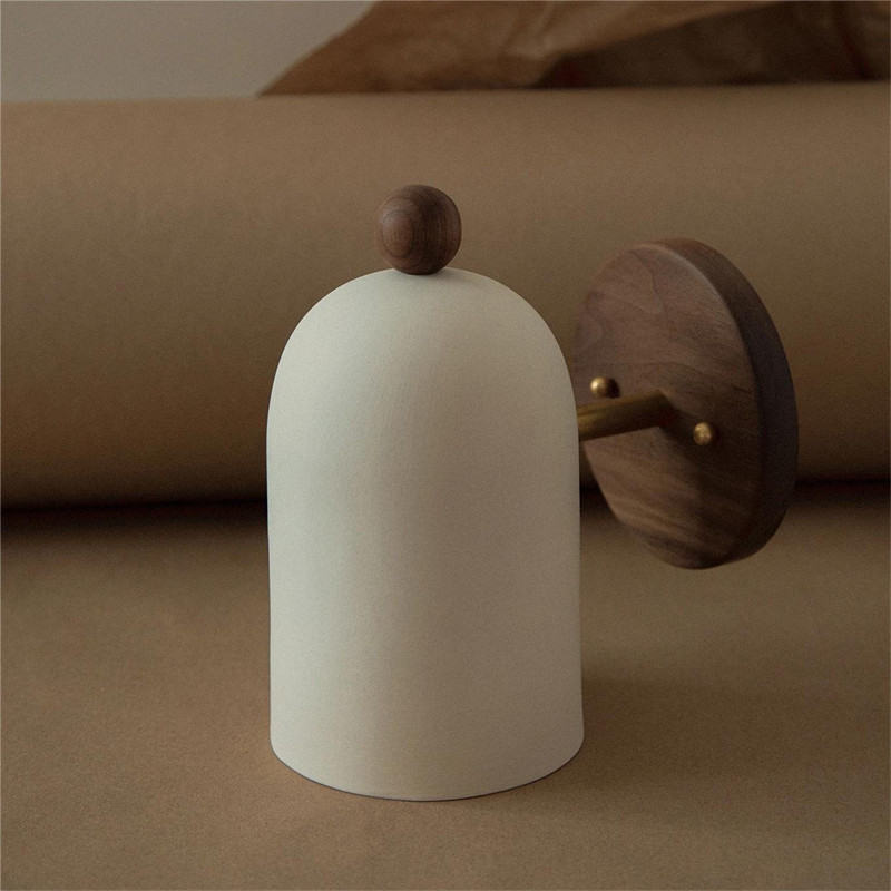 Japanese Home Bathroom Design - Moderne Wabi Sabi walnoot wandlamp Sconce