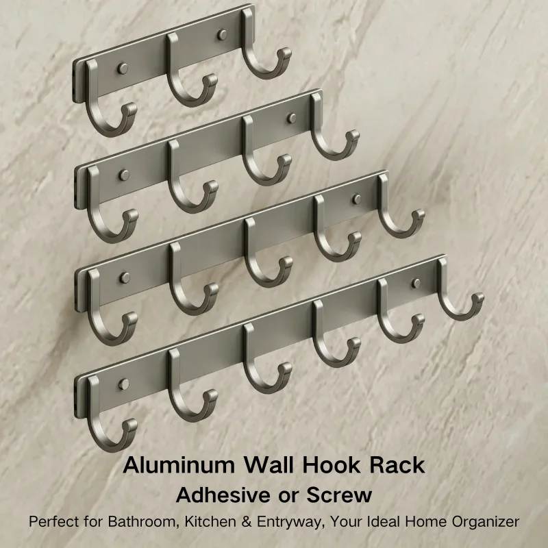 Home Bathroom Organizer - Aluminium wandhaakrek – zonder boren, zelfklevend/schroefmontage,