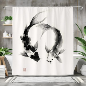 Vis douchegordijn, waterdicht  - Japanese Home Bathroom Design recensie en prijs