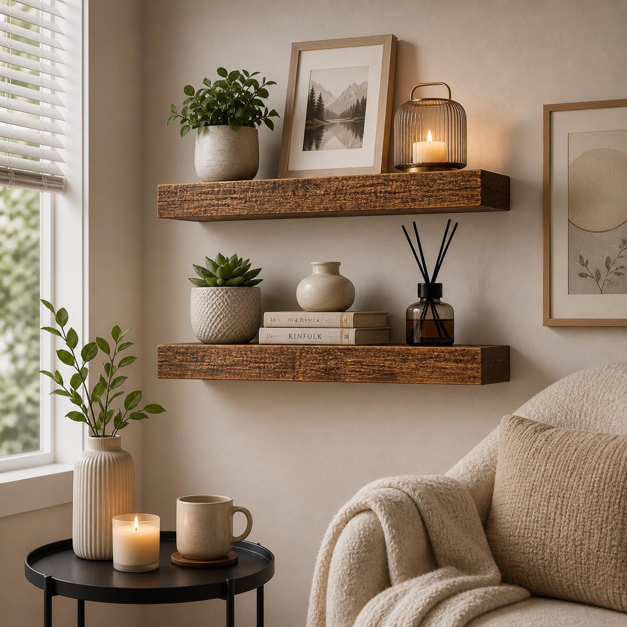 2 stuks rustieke houten zweven - Home Bathroom Organizer recensie en prijs