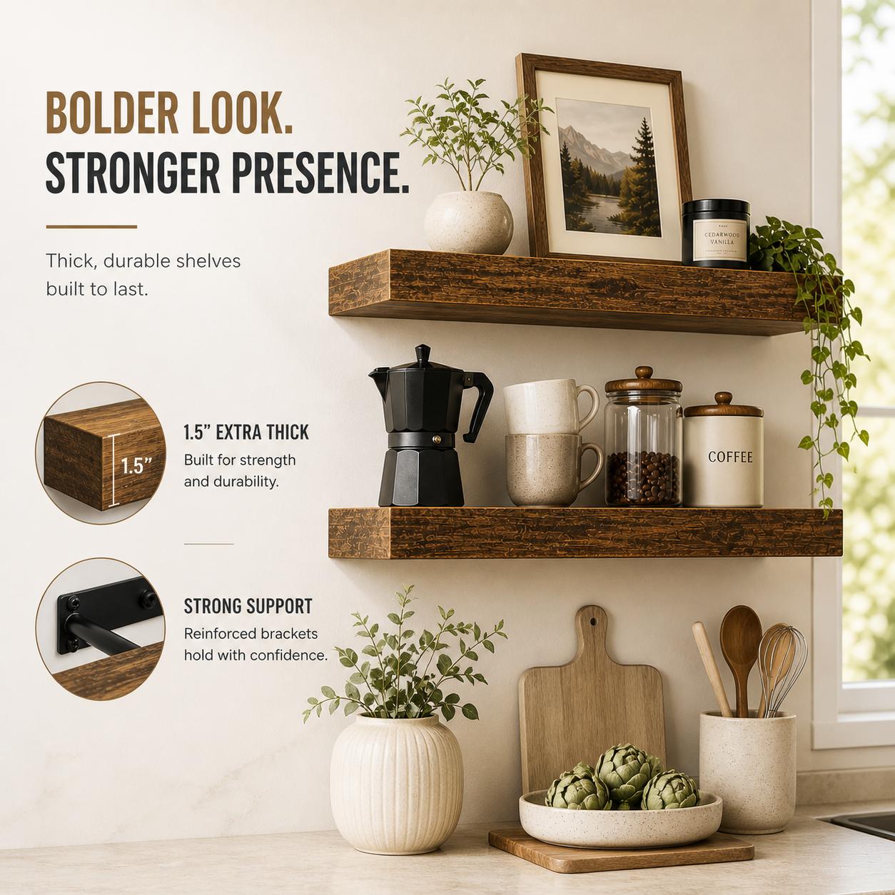 2 stuks rustieke houten zweven - Home Bathroom Organizer recensie en prijs