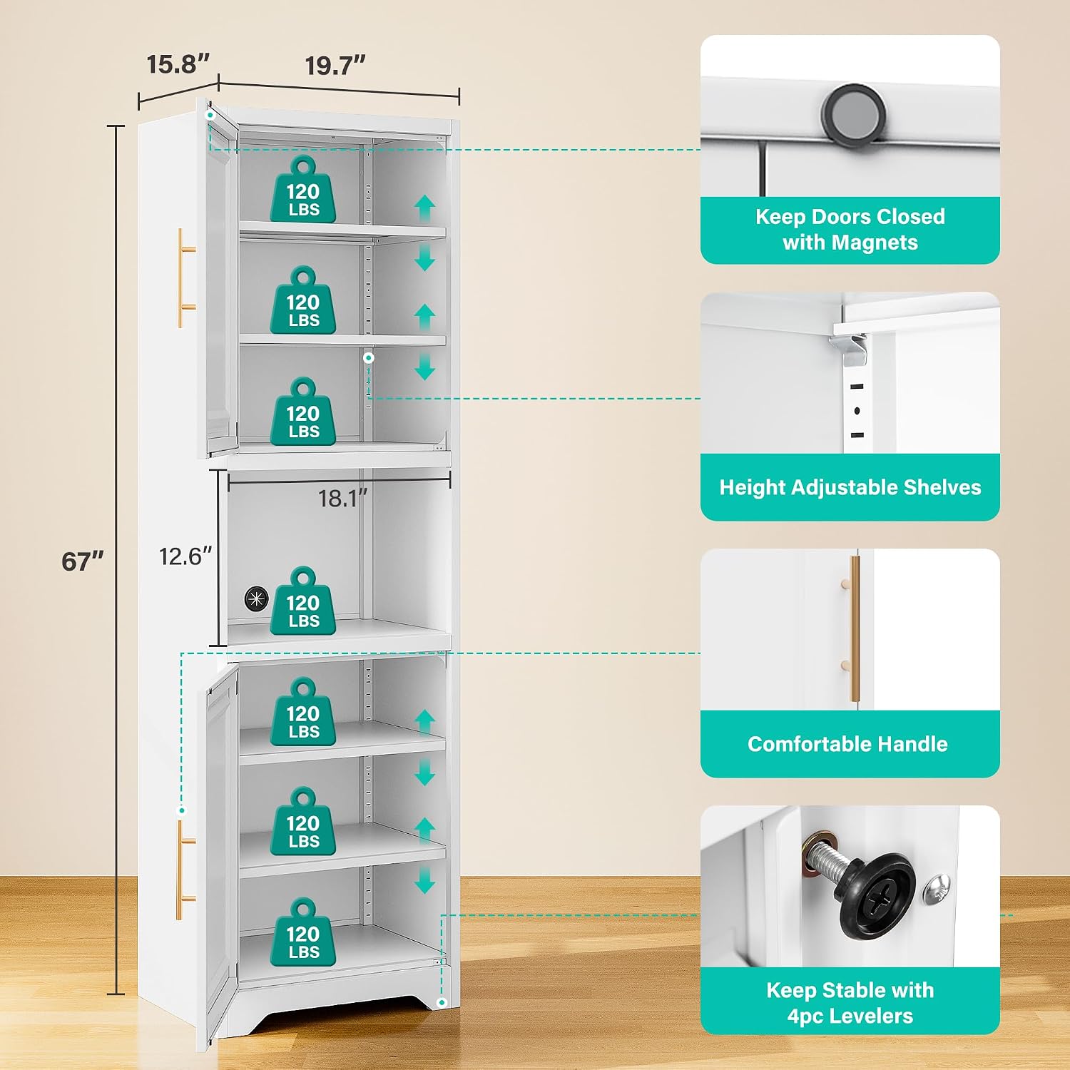 67 inch hoge smalle opbergkast - Home Bathroom Organizer recensie en prijs