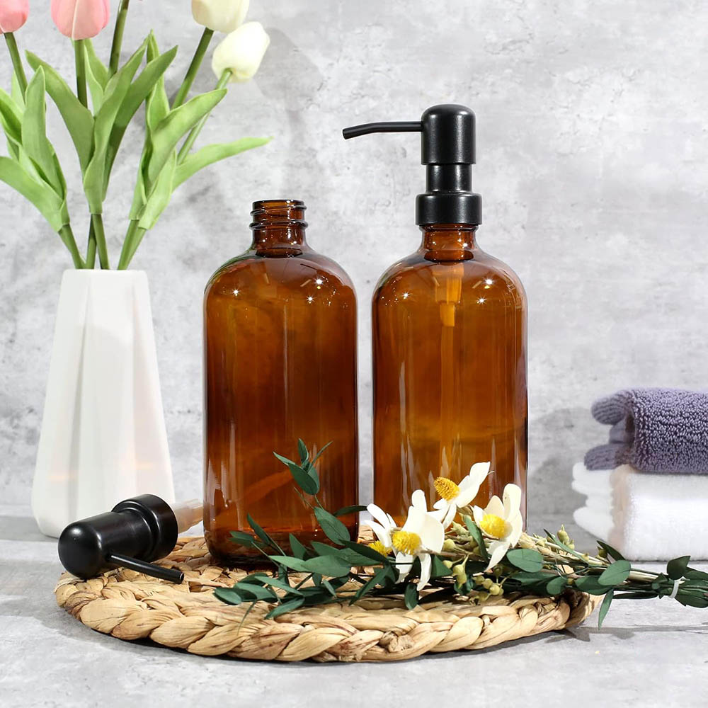 Amberkleurige glazen zeepdispe - Zara Home Bathroom Accessories recensie en prijs